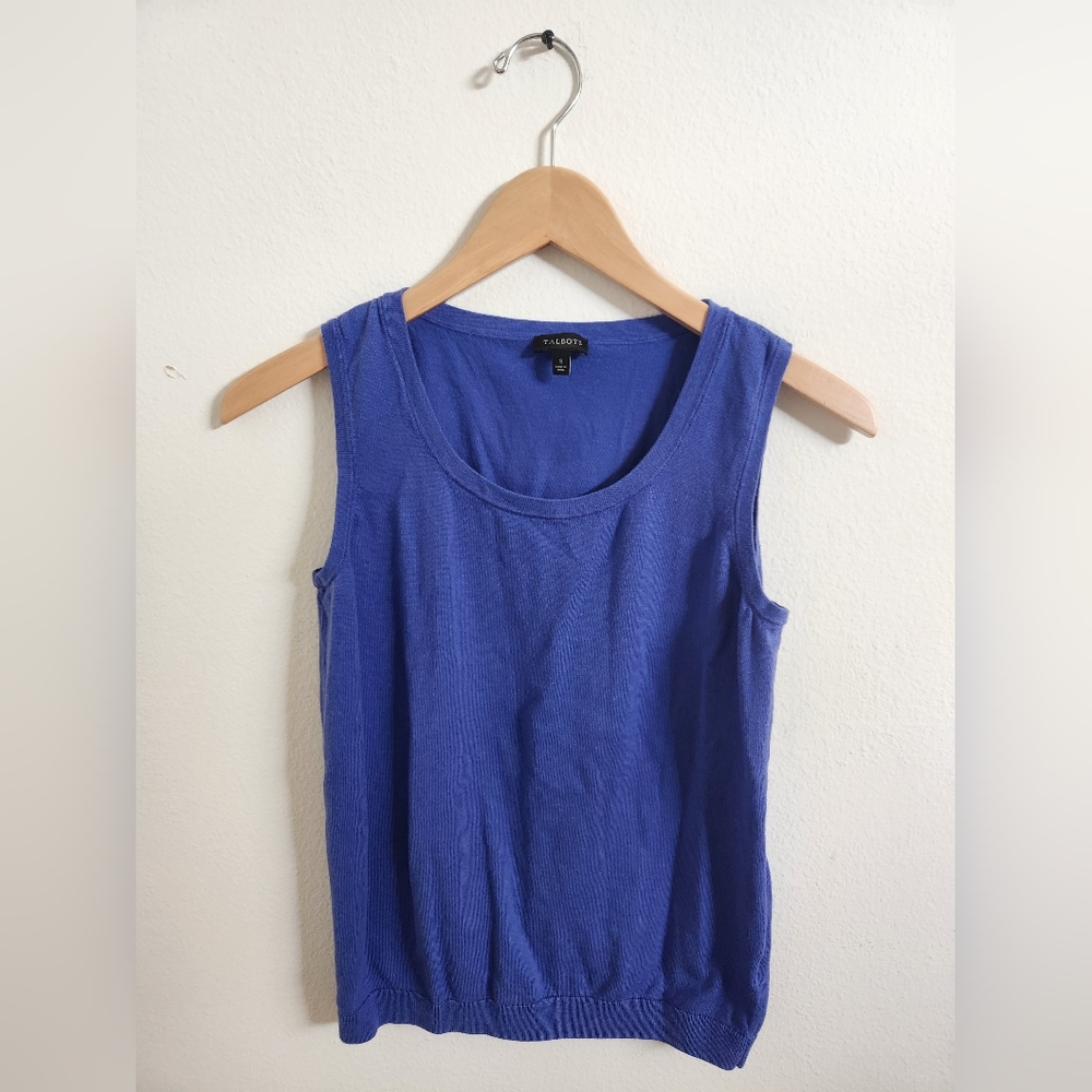Talbots Women's Sleeveless Top Blue Knit Small Business Casual‎ Spring